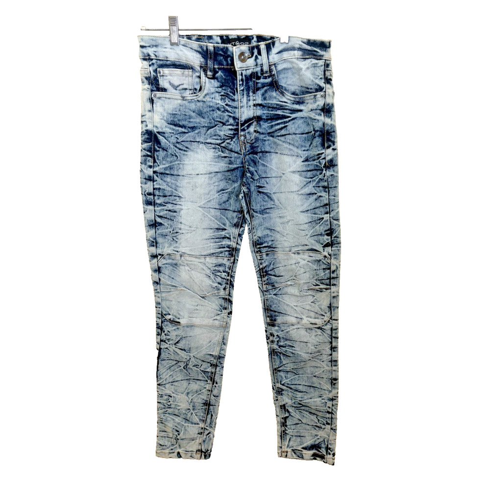 WT02 Men's Gray Jeans 30x30 Acid Wash Denim Stretch Skinny Fit